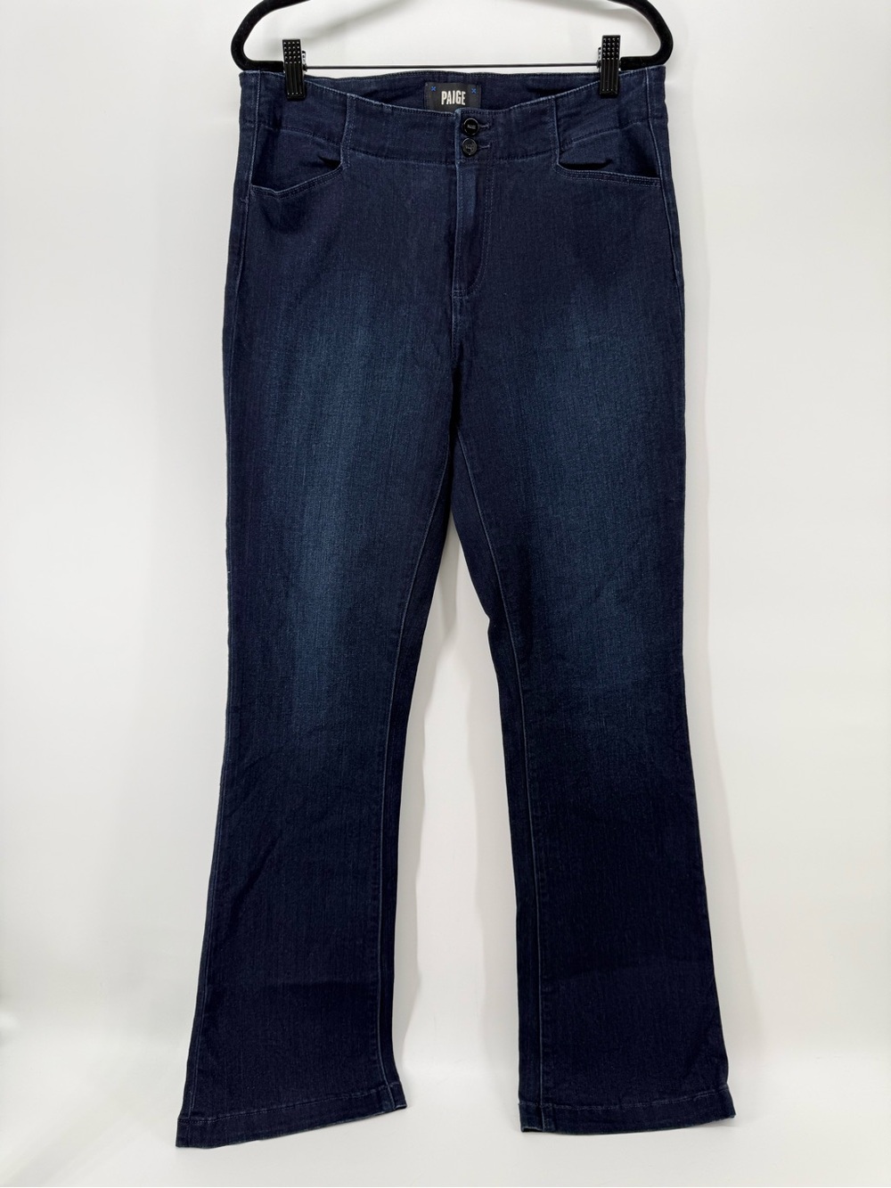 Paige High Rise Manhattan Bootcut Jeans Size 29 slim dark blue wash